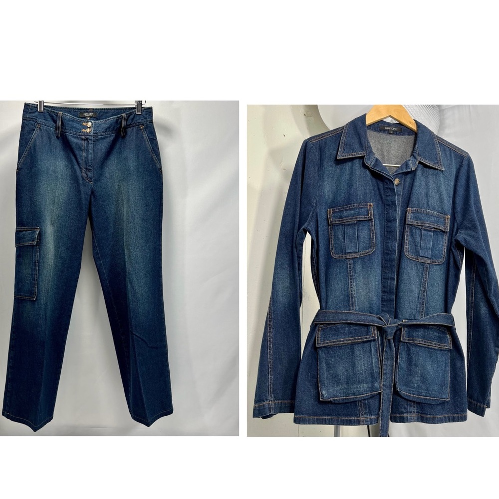 Vintage Safari style Jean Jacket w/ Cargo Pants Karen Kane Size 10
